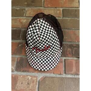 Vintage Fender Youth Adjustable Checkerboard Hat  Snap Back